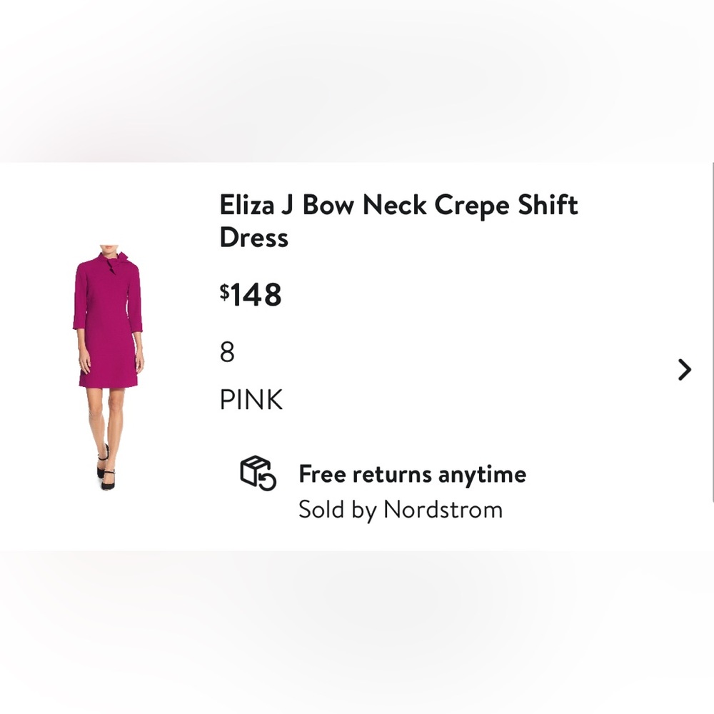 Eliza J Pink Sheath Dress with Cowl Neck Long Sleeves